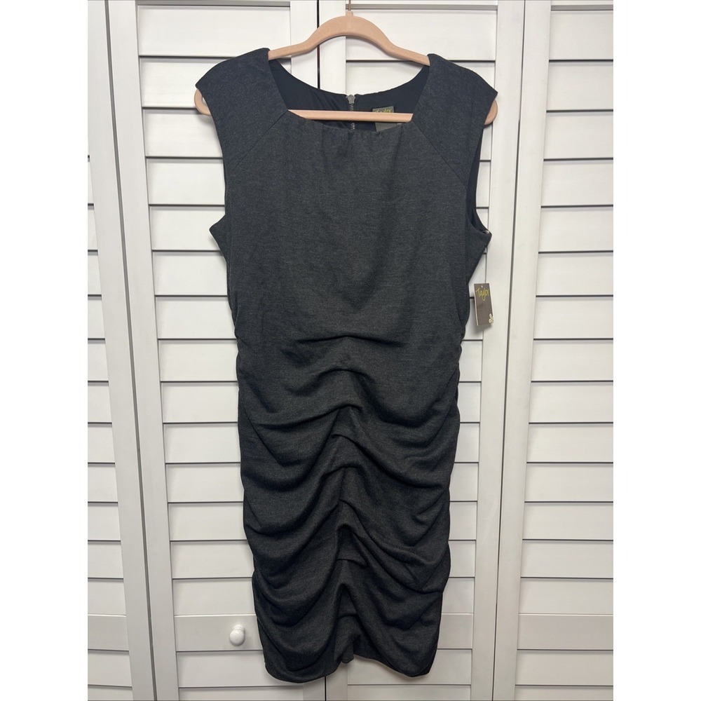 Taylor Sleeveless Ruched Stretch Bodycon Dress Women's Size 14 Gray NWT